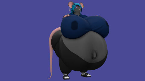1girls 3d 3d_(artwork) 3d_background 3d_model 3d_render animal_ears anthro anthro_female anthro_focus anthro_only big_breasts black_fur blue-haired_female blue_hair breasts fat fat_anthro fat_belly fat_female female female_focus female_only furry furry_female furry_only fursona huge_breasts hyper_pregnancy kingofthekabuto maddie_rattie murine no_humans obese obese_anthro obese_female oc original original_character overweight_anthro overweight_female pregnant queenofthekabuto rat rat_ears rat_girl ready_to_pop rodent solo tagme thick_thighs trans_woman transfem wide_hips