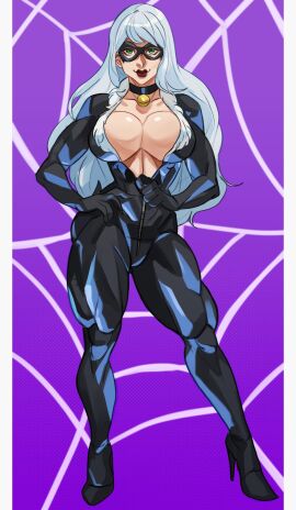 1girls 2024 big_breasts black_cat_(marvel) bodysuit breasts busty choker cleavage collar commission commission_art dlusional felicia_hardy female green_eyes hand_on_hip high_heels huge_breasts large_breasts leather_outfit light-skinned_female light_skin marvel marvel_comics mask masked masked_female massive_breasts muscular muscular_female muscular_thighs red_lipstick shiny shiny_breasts shiny_clothes shiny_skin skin_tight spider-man_(series) superheroine thick thick_breasts thick_legs thick_lips thick_thighs tight_clothes tight_clothing unzipped unzipped_bodysuit unzipping unzipping_bodysuit white_hair