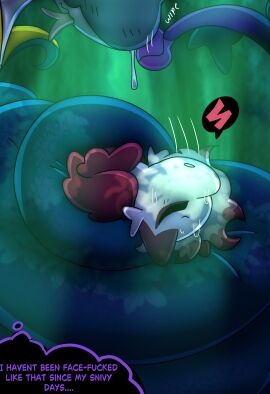 absurd_res bodily_fluids coiled_up coiling coiling_another coiling_around_body comic cum cum_on_face fainted fainted_after_sex genital_fluids halfpricesouls hi_res levi_(halfpricesouls) male male/male nintendo pokemon pokemon_(species) sleeping tongue tongue_out zoro_(halfpricesouls)