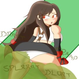 big_breasts breasts brown_hair fart fart_cloud fart_fetish farting female final_fantasy looking_back repulsiveproto tifa_lockhart upskirt wide_hips