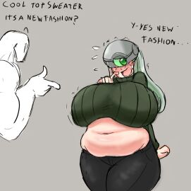 /ctt/ 1boy 1girls breasts console-tan dialouge digger_nick english_text fat female huge_breasts male overweight overweight_female sweater text thighs xbone-tan