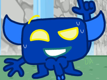 1boy battle_for_luxorious_hotel blazzip_(bflh) happy looking_at_viewer male_only penis_out posing screenshot sweaty sweaty_body yellow_eyes