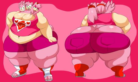1girls 3_heads amy_rose anthro anthro_only ass ass_bigger_than_head bangs bbw belly big_ass breasts cerberus cerberus_rose conjoined denizen1414 eyelashes fat female female_only furry green_eyes huge_ass hyper large_ass large_breasts long_hair looking_at_viewer multi_head muzzle obese overweight plain_background plump sega shorts shy simple_background smile sonic_(series) spines thick_thighs what wide_hips
