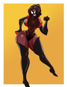 1girls big_boobs big_breasts boobs breasts curvaceous curvy curvy_body curvy_figure dark-skinned_female dark_skin female female_only genderswap genderswap_(mtf) gloves hourglass hourglass_figure jobichie leggings legwear leotard long_gloves marvel marvel_comics mask masked masked_female miles_morales rule_63 solo solo_female solo_focus spider-man:_across_the_spider-verse spider-man:_into_the_spider-verse spider-man_(miles_morales) spider-man_(ps4) spider-man_(series) superhero superheroine tagme