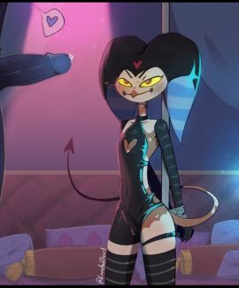 asmodeus_(helluva_boss) big_penis femboy fizzarolli_(helluva_boss) helluva_boss hips loveanddeer1 male male_only penis small_penis tail watch watching