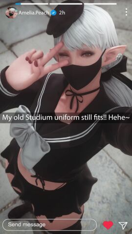 1boy 1girls 3d ambiguous_penetration ameliance_leveilleur animated ass backshots clothed_sex doggy_style duskbunnyxiv elezen elf elf_ears elf_female final_fantasy final_fantasy_xiv huge_ass mask milf public_sex school_uniform sex sound tagme video white_hair