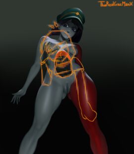 abstract abstract_art abstract_character absurd_res absurd_resolution absurdres black_hair ena ena_(dream_bbq) ena_(series) exhausted female glitchy grey_skin hairless_pussy hat high_quality high_resolution highres hole_in_chest military_cap military_hat multicolored_body multicolored_skin naked naked_female nipples peruvian_female pussy red_skin therealgazmanx tired_expression tits two-tone_body two-tone_skin