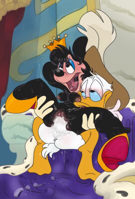 anatid anseriform anthro anthro_on_anthro anthro_penetrated anthro_penetrating anthro_penetrating_anthro avian beak bird black_body black_breasts blue_eyeshadow blue_sclera bodily_fluids breasts cjzilla88 clothing crown cum cum_in_pussy cum_inside disney donald_duck duck duo erection eyelashes eyeshadow female female_penetrated fingers footwear genital_fluids genitals half-closed_eyes hat headgear headwear hi_res high_heels interspecies inverted_nipples makeup male male/female male_penetrating male_penetrating_female mammal minnie_mouse motion_lines motion_outline mouse murid murine narrowed_eyes nipples open_mouth penetration penile penile_penetration penis penis_in_pussy pussy rodent saliva sex shoe_dangle sweat sweatdrop tail the_three_musketeers_(disney) tongue vaginal_penetration white_body white_penis