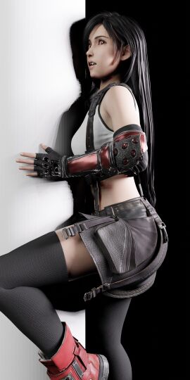 3d blender boots female final_fantasy final_fantasy_vii final_fantasy_vii_remake gloves no_nude suggestive tank_top thighhighs tifa_lockhart voluptuous