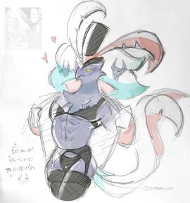 asmodeus_(helluva_boss) bra crossdressing garter_belt garter_straps helluva_boss humanoid lingerie male male_only no_humans non-human non-human_only open_clothes panties shiruru solo stockings thighhighs