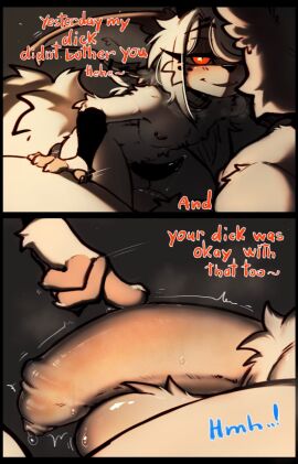 2boys anthro cat_boy catboy cum.cat feline femboy fennec foreskin fox fur furry horny horny_femboy huge_cock imminent_oral limited_palette male nipple_piercing nipples page_3 penis penta_(cum.cat) piercing precum red_eyes seductive_look smile talking_to_another teasing thick_penis uncircumcised uncut