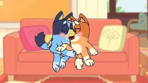 2girls anthro bingo_heeler bluey_(series) bluey_heeler canid canine canis couch cub domestic_dog female female/female fingering fingering_partner french_kiss french_kissing incest multiple_females multiple_girls pussy sisters young yuri