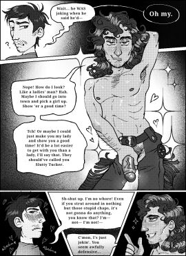 2boys assless_chaps belt belt_buckle black_and_white chaps chaps_only comic comic_page comic_strip cowboy dark_hair defensive digital_art digital_drawing_(artwork) digital_media digital_media_(artwork) dripping_penis exploration exploring_sexuality facial_hair friends friendship fringe fringe_clothing fringe_trim grabbing_own_penis heart heartbeat hearts_around_body historical historical_porn holding_own_penis holding_penis joking long-haired_male long_hair male male_focus male_only mr_shrink nipples no_sex no_sex_(yet) oh_my one_arm_behind_head original original_character original_characters pale-skinned_male pale_skin part_1 penis piercing_eyes posing posing_for_the_viewer posing_for_viewer precum precum_drip precum_string pretending pretending_not_to_like_it pubic_hair ribs screentone secretly_gay secretly_horny secretly_loves_it sexual_exploration shaggy_hair shirtless shirtless_(male) shirtless_male showing_off showing_penis sparkle sparkles taunting taunting_partner teasing teasing_friend teasing_viewer temptation tempting tempting_viewer visible_ribs western young_male younger_male