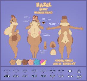 2024 3_toes 5_fingers :3 accessory angry anthro areola aroused aroused_smile ass big_ass big_breasts big_butt bite biting_lip biting_own_lip black_nails blep blue_border blue_eyes blush border breasts character_age character_sheet claws clenched_teeth closed_eyes color_swatch colored_nails dewlap_(anatomy) digitigrade dipstick_ears domestic_rabbit ear_markings english_text expression_sheet eyebrows eyelashes fangs feet female fingers flemish_giant flower flower_in_hair front_and_back front_view frown fur genitals grimace grin hair hair_accessory hazel_(shakotanbunny) heart_eyes heart_symbol hi_res huge_ass huge_breasts huge_butt hyper lagomorph leporid looking_at_viewer mammal model_sheet multicolored_ears nails navel nipples nude obese open_mouth oryctolagus overweight pawpads plant purple_background pussy rabbit raised_eyebrow rear_view reference_sheet sad sagging_breasts scared scut_tail shakotanbunny sharp_teeth short_tail side_view simple_background slightly_chubby slightly_chubby_female smile smirk soles solo spread_arms standing tail tan_body tan_fur teeth text thick_thighs toe_claws toes tongue tongue_out toony_expression toony_eyes whiskers wide_eyed wide_hips