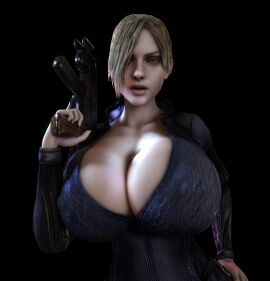 1girls 3d 3d_(artwork) alternate_ass_size alternate_breast_size ass big_ass big_breasts black_bodysuit blonde_hair bodysuit breasts breasts_bigger_than_head breasts_focus cleavage clothed clothed_female female female_only gun hair_over_one_eye hand_on_hip hand_on_own_hip hi_res high_resolution highres hips holding_gun holding_object holding_weapon hourglass_figure huge_breasts human human_female jill_valentine jill_valentine_(blonde) large_ass large_breasts long_hair looking_at_viewer ponytail resident_evil resident_evil_5 slim_waist small_waist solo solo_female thin_waist upper_body vaako wasp_waist weapon wide_hips