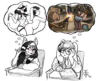 anal anal_sex anthro aroused ass big_ass big_butt blush bored breasts capcom collar college daydream desk domestic_cat dominant dominant_female duo eyewear felid feline felis female female_penetrating_female furniture glasses honest_radish humor jeremy_(honest_radish) journal lagomorph leash leash_pull leashed_collar leon_scott_kennedy leporid male male/female male_penetrated mammal object_in_ass pegging pencil_(object) penetration rabbit resident_evil school sex sex_toy sex_toy_in_ass sex_toy_insertion sex_toy_penetration slightly_chubby slightly_chubby_male strap-on strapon submissive submissive_male table thought_bubble thoughts toying_partner video_game_reference