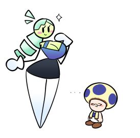 clothed female female_only keli_(oddly_bally) larger_female male mario_(series) mob_face nintendo oddly_bally paper_mario smaller_male super_paper_mario toad_(mario)