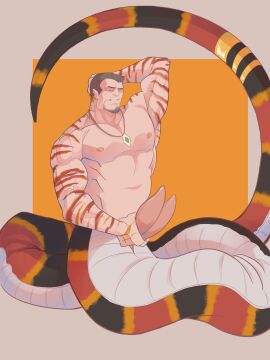 2d admiral_(one_piece) akainu alternate_species bara big_pecs coral_snake diphallia diphallism jewelry lamia looking_pleasured male male_only marinehusbands multi_genitalia multi_penis muscular muscular_arms muscular_chest muscular_humanoid muscular_male muscular_pecs naga nipples one_piece pecs penis penis_grab penis_out snake snake_humanoid snake_penis snake_tail solo striped striped_body striped_markings striped_tail stripes yaoi