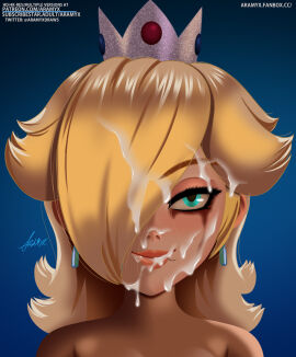 1girls after_oral after_sex aramyx blonde_female blonde_hair cum_facial cum_on_face cum_on_hair face_focus facial female female_only mario_(series) messy nintendo princess princess_rosalina princess_rosalina_(movie) pubic_hair_in_mouth rosalina royalty running_mascara semen semen_on_face smeared_lipstick smeared_makeup smirk super_mario_galaxy the_super_mario_galaxy_movie