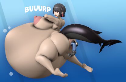 3d anal anal_vore ass belly belly_bulge big_ass big_belly big_belly_bulge big_breasts big_butt bowlofsoba breasts ellen_joe female female_pred female_prey light-skinned_female light_skin multiple_prey naked naked_female nude nude_female squirming squirming_gut struggling struggling_prey video_game_character vore zenless_zone_zero zhu_yuan