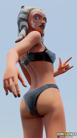 3d ahsoka_tano airress3d_(3d-modeller) ass ass_focus bikini blender clone_wars female half-dressed half_naked johndamnman metal_bikini posing sexy star_wars togruta