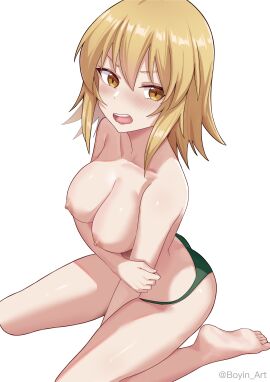 1girls alternate_version_available areolae ass bare_arms bare_legs bare_shoulders bare_thighs barefoot big_breasts blonde_hair blush boyin breasts brown_eyes cagalli_yula_athha erect_nipples feet female female_focus female_only foot_fetish green_panties green_thong green_underwear gundam gundam_seed gundam_seed_destiny gundam_seed_freedom hi_res high_resolution highres kneeling large_areolae large_breasts light-skinned_female light_skin messy_hair mobile_suit_gundam nipples on_knees open_mouth pale-skinned_female pale_skin panties perky_breasts pink_nipples pinup soles solo solo_female solo_focus thong toes topless topless_female underwear very_high_resolution white_background