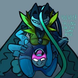 absurd_res ambiguous_gender anthro breasts c-jay clothing duo generation_9_pokemon head_lock hi_res humanoid interspecies mega_evolution mega_lucario_z nintendo pokemon pokemon_(species) pokephilia text