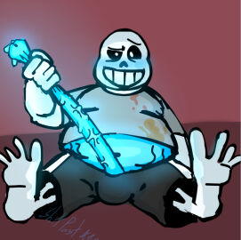 1boy 2d artist_request fat fat_male feet feet_up funny glowing_genitalia glowing_penis humanoid joke male male_only penis penis_stretching precum sans sans_(undertale) shitpost shitpost420 skeleton tagme undertale undertale_(series) veiny_penis