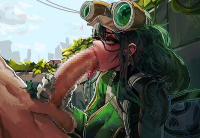 1boy 1girls absurdres alamanderarts balls big_balls big_penis big_testicles blowjob censored city_background clothed_female_nude_male cloud completely_nude deepthroat deku fellatio female frog_girl gigantic_penis gloved_handjob gloves goggles goggles_on_head grabbing_penis green-haired_female green_clothing green_hair green_pubic_hair hand_on_penis handjob hat heart heart_symbol hearts_around_head hero_outfit_(mha) highres holding_penis huge_cock huge_penis hyper_penis izuku_midoriya large_penis long_hair long_penis male my_hero_academia naked naked_male nude nude_male nude_male_clothed_female penis pubic_hair pubic_tuft saliva saliva_trail seductive seductive_look sky sloppy sloppy_blowjob testicles tongue tongue_around_penis tongue_out tongue_out_blowjob tongue_out_during_fellatio tsuyu_asui