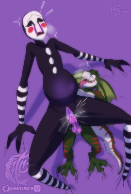 female five_nights_at_freddy's furry lizard marionette_(fnaf) namygaga pregnant pregnant_sex puppet_(fnaf) straight