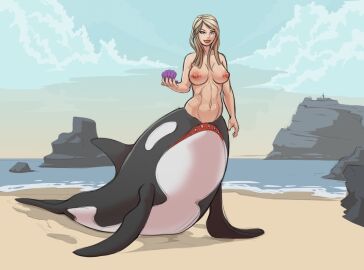 breasts female merfolk mermaid mermaid_girl nude orca_mermaid orca_tail taur unusual_anatomy unusual_tail