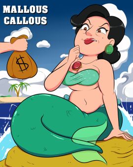 black_hair breasts disney female male mallouscallous merfolk mermaid mermaid_tail milf ming_lee money money_bag pixar pixar_mom sexy thick turning_red unknown_male