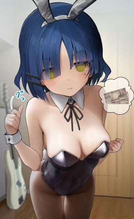 1girls absurd_res absurdres anshinmama bare_armpits bare_arms bare_chest bare_hands bare_shoulders bare_skin bedroom belly belly_button black_bunny_ears black_bunnygirl_costume black_bunnysuit black_ribbon blue-haired_female blue_eyebrows blue_hair blush blush_lines blushing_female bocchi_the_rock! breasts bunny_ears bunny_girl bunny_tail bunnygirl_outfit bunnysuit_aside cleavage collar collarbone dot_nose elbows eyebrows_visible_through_hair female female_focus female_only fingers greedy green-eyed_female green_eyes groin guitar hairpin half_naked hand_up high_resolution high_school_student highres indoor leaning_forward legs light-skinned_female light_skin looking_at_viewer medium_breasts mole mole_under_eye money naked naked_female navel nipple_bulge nude nude_female pussy ribbon schoolgirl short_hair shoulders skinny skinny_female skinny_waist slender_body slender_waist slim_female slim_waist smile smiling smiling_at_viewer solo standing student teenage_female teenager thick_thighs thighs thin_waist upper_body v-line white_collar white_wrist_cuffs wide_hips wrist_cuffs yamada_ryou