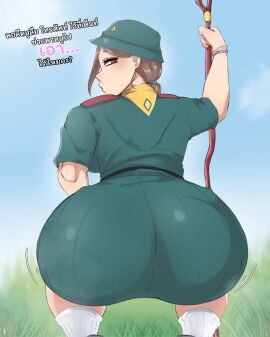 1girls ass back_view big_ass big_butt breasts busty curvaceous curvy curvy_body curvy_female curvy_figure female huge_ass large_ass original original_character shinhyunxi thai thai_text translated voluptuous