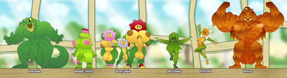 3_toes 4_fingers abs absurd_res alternate_species angry animal_humanoid annaengine areola arm_markings artichoke avocado ball_markings balls barefoot belly biceps big_balls big_breasts big_muscles big_penis big_pupils big_tail biped black_eyes blue_areola blue_nipples breasts brown_nipples busty_boy_(lore) cactus cactus_creature cactus_humanoid chart chest_markings circumcised claws crocodile crocodilian daffodil_(flower) daisy_(flower) daisy_chain dart dartichoke_(pvz) dazey_chain_(pvz) detailed_background digital_drawing_(artwork) digital_media_(artwork) dilated_pupils draftodil_(pvz) electronic_arts elemental_creature elemental_humanoid english_text erection fangs feet female femboy fern fighting_pose finger_claws fingers flaccid flexing flora_fauna flower flower_creature flustered food food_creature food_humanoid foreskin front_view fruit fruit_humanoid genital_markings genitals gesture gesturing_at_viewer glans glowing glowing_body gradient_body gradient_penis green_balls green_body green_penis green_scales green_tail group guacodile_(pvz) gynomorph half-erect hand_gesture hands_behind_head hands_on_hips height_chart hi_res homing_thistle_(pvz) huge_balls huge_breasts huge_cock humanoid humanoid_genitalia humanoid_penis humanoidized inferno_(pvz) intersex leaf living_fruit looking_at_viewer male male_(lore) markings midair model_sheet monotone_body monotone_genitals monotone_penis multicolored_body multicolored_penis muscular muscular_arms muscular_gynomorph muscular_humanoid muscular_intersex muscular_male navel nipples nude on_one_leg one_eye_closed open_mouth orange_body orange_nipples orange_penis pecs penis penis_markings petals pink_nipples plant plant_humanoid plantigrade plants_vs._zombies pointing pointing_at_viewer popcap_games pose pupils raised_arm raised_arms raised_leg red_balls red_body reptile reptile_humanoid retracted_foreskin sagging_breasts saggy_balls scales scalie scalie_humanoid short_stack sky slightly_chubby slightly_chubby_female slightly_chubby_gynomorph slightly_chubby_intersex slim slim_female slim_humanoid slim_male smile smiling_at_viewer spikes spikes_(anatomy) spread_arms standing tail teeth text thick_thighs toe_claws toes tree two_tone_body vulva white_nipples wide_hips window wink winking_at_viewer yellow_balls yellow_body yellow_eyes yellow_penis