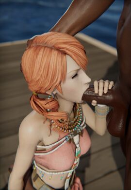 1boy 1girls 3d caucasian_female clothed_female_nude_male crunchypachy dark-skinned_male dark_skin fellatio female final_fantasy final_fantasy_xiii interracial male oerba_dia_vanille oral sazh_katzroy