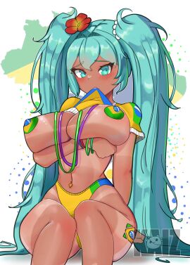 brazil brazilian brazilian_female brazilian_miku breasts busty female female_focus female_only hatsune_miku hourglass_figure kaizze long_hair sitting tagme tan tan_body tan_skin tanline twintails vocaloid wide_hips