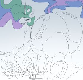 ass big_ass big_butt destruction fanofblimp female giantess huge_ass huge_butt macro my_little_pony princess_celestia_(mlp) stomping