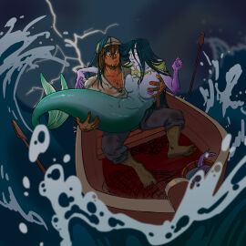 boat breasts cheesomancer female human male merfolk mermaid mermaid_girl mermaid_tail original original_character original_characters