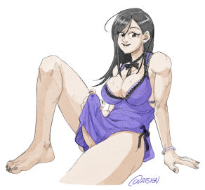 1futa 2021 @atsign barefoot big_breasts big_penis black_hair bracelet breasts clothed clothing dickgirl erection erection_under_clothes evening_gown feet final_fantasy final_fantasy_vii futa_only futanari human intersex light-skinned_futa light_skin lipstick long_hair looking_at_viewer mammal mostly_clothed painted_nails painted_toenails penis penis_under_clothes penis_under_dress precum sitting smile solo solo_futa square_enix tifa_lockhart