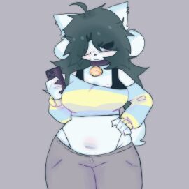 breasts chubby chubby_female female pants phone scentedpocky temmie temmie_(undertale) thighs undertale undertale_(series)