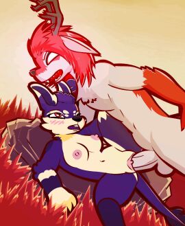 1boy 1girls 2024 2d_animation animated anthro anthro_on_anthro anthro_only anthro_penetrated anthro_penetrating anthro_penetrating_anthro areola balls biped blue_body blue_fur blush bouncing_breasts breasts canid canid_demon demon digital_media_(artwork) duo empty_eyes erection female female_anthro female_penetrated fur furry furry_only genitals gloves_(marking) grinion_(species) hair larger_male male male/female male_anthro male_penetrating male_penetrating_female mammal markings multicolored_body multicolored_fur nipples open_mouth outside_sex penetration penile penile_penetration penis penis_in_pussy pink_areola pink_nipples pink_pussy pussy red_body red_eyes red_fur red_hair sex short_playtime size_difference skashi95 smaller_female smaller_penetrated tan_body tan_fur two-tone_body two-tone_fur vaginal_penetration warm_colors white_balls white_body white_fur white_penis