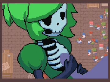 akai_(ugokashitari) animated animation blue_body blue_bones boobjob breasts cum cum_on_breasts cum_on_ribs female female/male female_focus game_cg genitalia green_clothes green_clothing green_hair handjob horizontal_image horizontal_video longer_than_10_seconds loop male male/female princess_and_conquest sex short_playtime shorter_than_10_minutes shorter_than_30_seconds shorter_than_3_minutes shorter_than_five_minutes shorter_than_four_minutes shorter_than_one_minute shorter_than_two_minutes skeleton skeleton_girl