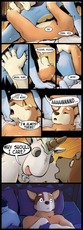anthro anthro_on_anthro anthro_penetrated anthro_penetrating anthro_penetrating_anthro australian_cattle_dog bandit_heeler bluey_(series) canid canine canis cattledog chilli_heeler comic dialogue domestic_dog dream english_text equid equine female female_penetrated freudian from_front_position furaffinity_username group herding_dog hi_res horn humor lying male male/female male_on_top male_penetrating male_penetrating_female mammal missionary_position mythological_creature mythological_equine mythology night nightmare obscured_penetration on_back on_top orgasm_face pastoral_dog penetration puppet sex shocked slate trio unicorn unicorse waking_up