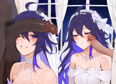 1girls 2boys ai_generated big_balls big_penis big_penis_adoration cheating cheating_female cheating_on_wedding_day cheating_wife cock_worship cuck cuckold dark-skinned_male dark_penis dissappointed_look honkai:_star_rail huge_balls huge_cock humiliation interracial large_balls large_penis light-skinned_female light-skinned_male massive_penis necklace netorare ntr penis_on_face penis_size_comparison penis_size_difference purple_eyes purple_hair raceplay seele_(honkai:_star_rail) size_comparison size_difference size_play size_queen small_penis_humiliation smile smiling sph wedding_dress wife