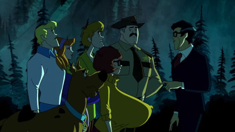 2girls 5boys alternate_breast_size breasts breasts_bigger_than_head clothing daphne_blake domestic_dog edit edited edited_screencap female fred_jones glasses huge_breasts human male multiple_boys multiple_males perky_breasts perky_nipples scooby-doo scooby-doo!_mystery_incorporated scooby-doo_(character) scooby-doo_mystery_incorporated screenshot_edit shaggy_rogers sheriff_stone velma_dinkley woot