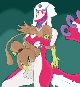 absurd_res anal avian bodily_fluids bound drooling fellatio femboy hi_res interspecies long_tongue male male/male nevrean oral penile penis reptile rimming saliva scalie sex shizameakanzatsu size_difference submissive submissive_male tongue unknown_species