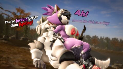16:9 3d adam_(juicyducksfm) anthro armor armor_plates balls big_balls big_penis blaze_the_cat breasts bulge canid canine canis chainmail clothed clothing cowgirl_position dialogue digital_media_(artwork) domestic_cat duo exposed fan_character felid feline felis female from_front_position genitals hands_on_knees hands_on_legs headgear helmet hi_res juicyducksfm knight knight_armor looking_at_another male male/female mammal melee_weapon muscular muscular_male nude on_bottom on_top penetration penis pussy sega sex sir_percival_(sonic_and_the_black_knight) sitting_on_another sonic_(series) sonic_and_the_black_knight sonic_storybook_series sonic_the_hedgehog_(series) source_filmmaker_(artwork) standing sword text tongue tongue_out vaginal_penetration warrior weapon widescreen wolf