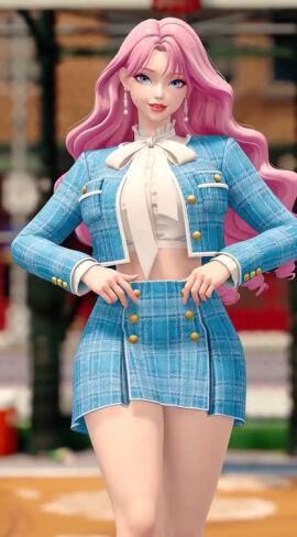 3on3freestyle ai_assisted ai_generated big_breasts blair_(3on3freestyle) curvy_body panties pink_hair sfw tagme thick_thighs undressing video