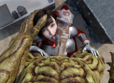 3d alien alien_girl alien_humanoid breasts building building_destruction building_sex city excessive_cum female heroine human losing losing_fight tight_clothing ultraman_(franchise) ultrawoman ultrawoman_katia